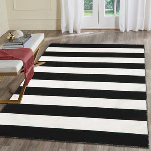 Trans Ocean Liora Manne Sorrento Rugby Stripe Indoor/Outdoor Area Rug – Hand Woven Geometric Accent For Style Black Polyester,Acrylic Srn57630248