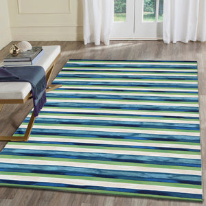 Trans Ocean Liora Manne Visions Ii Handmade Area Rug - Contemporary Painted Stripes For Indoor/Outdoor Use Blue Polyester Vcf46431303