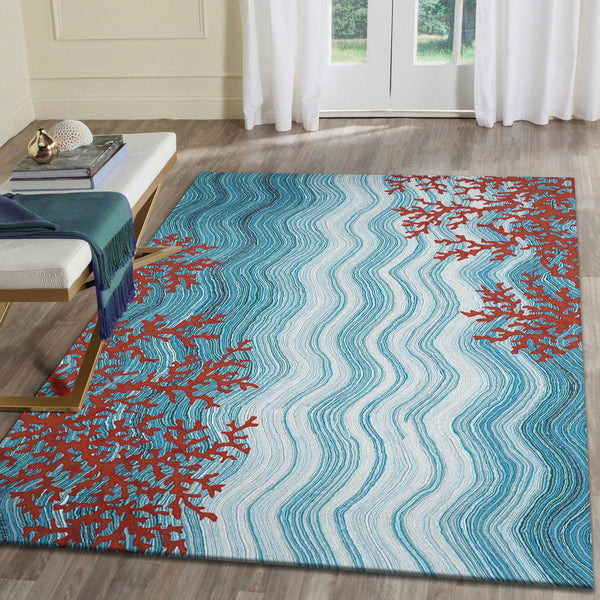 Trans Ocean Liora Manne Visions Iv Coral Reef 2' X 3' Indoor/Outdoor Area Rug - Stylish, Durable, Easy Care! Blue Polyester Vgh23325503