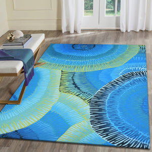 Trans Ocean Liora Manne Visions Iv Cirque Indoor/Outdoor Pillow - Vibrant Botanical Art For Stylish Spaces Blue Polyester Vgh23430204