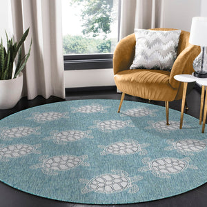 Trans Ocean Liora Manne Carmel Coastal Turtle Indoor/Outdoor Area Rug - Vibrant Beach Style For Any Space Blue Polypropylene,Polyester Cred8841304