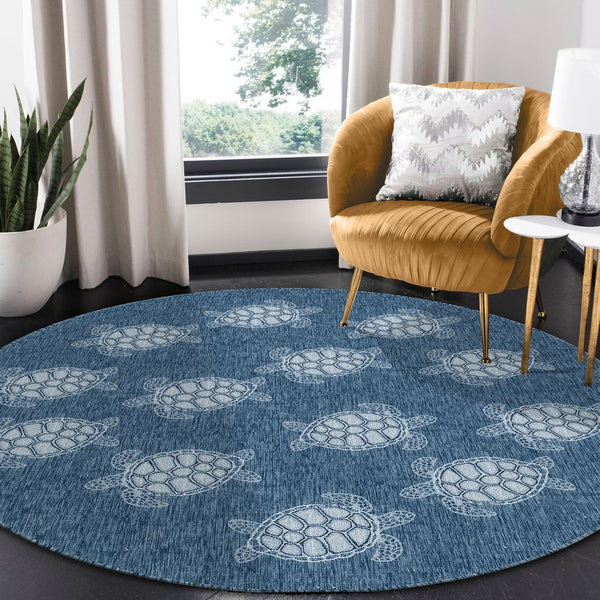 Trans Ocean Liora Manne Carmel Coastal Turtle Indoor/Outdoor Area Rug - Vibrant Beach Style For Any Space Navy Polypropylene,Polyester Cred8841333