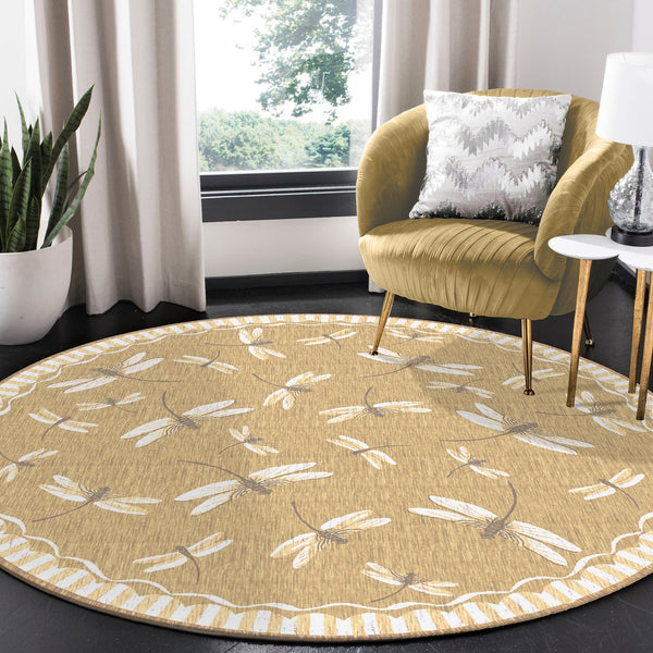 Trans Ocean Liora Manne Carmel Dragonfly Indoor/Outdoor Area Rug – Vibrant Nature Design For Stylish Spaces Beige Polypropylene,Polyester Cred8844022