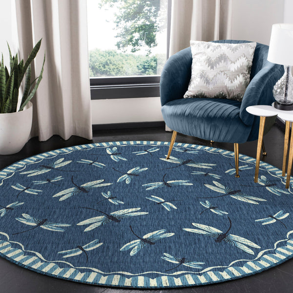 Trans Ocean Liora Manne Carmel Dragonfly Indoor/Outdoor Area Rug – Vibrant Nature Design For Stylish Spaces Navy Polypropylene,Polyester Cred8844033