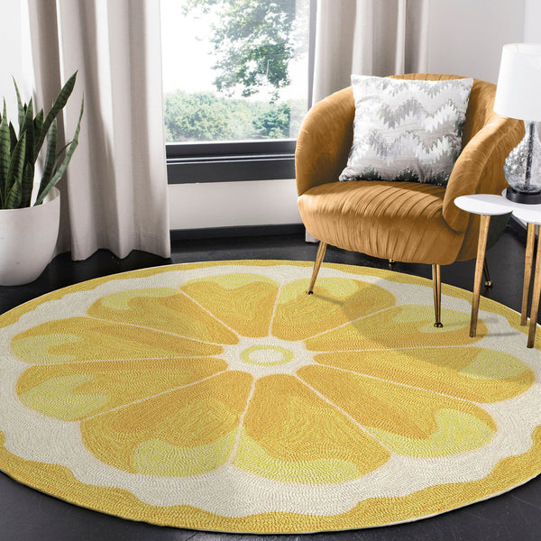 Trans Ocean Liora Manne Frontporch Lemon Slice Indoor/Outdoor Mat – Whimsical, Durable Rug For Any Space Yellow Polyester,Acrylic Ftpd3155609