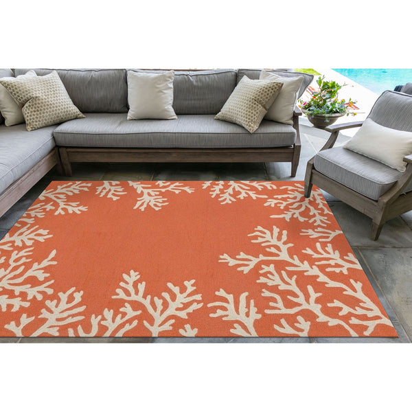Trans Ocean Liora Manne Capri Coastal Indoor/Outdoor Area Rug - Vibrant Tropical Design For Any Space Orange Polyester,Acrylic Cap23162017