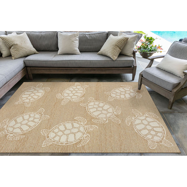 Trans Ocean Liora Manne Capri Turtle Handmade Indoor/Outdoor Area Rug - Vibrant Coastal Design For Any Space Natural Polyester,Acrylic Cap46163412
