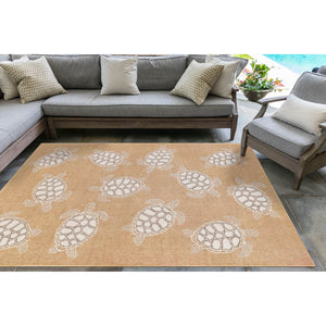 Trans Ocean Liora Manne Carmel Coastal Turtle Indoor/Outdoor Area Rug - Vibrant Beach Style For Any Space Natural Polypropylene,Polyester Cre45841312