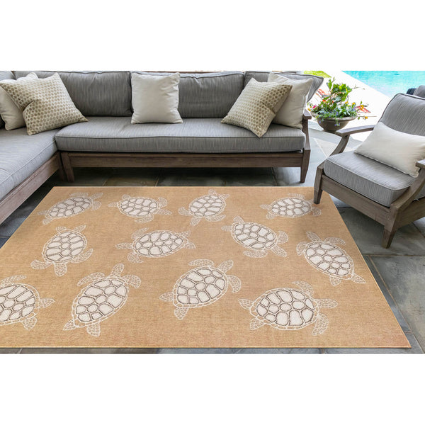 Trans Ocean Liora Manne Carmel Coastal Turtle Indoor/Outdoor Area Rug - Vibrant Beach Style For Any Space Natural Polypropylene,Polyester Cre45841312