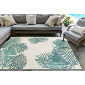 Trans Ocean Liora Manne Carmel Palm Indoor/Outdoor Area Rug – Tropical Botanical Leaf Design For Any Space Blue Polypropylene,Polyester Cre69843904