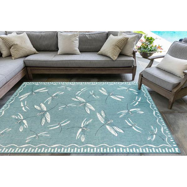 Trans Ocean Liora Manne Carmel Dragonfly Indoor/Outdoor Area Rug – Vibrant Nature Design For Stylish Spaces Blue Polypropylene,Polyester Cre58844004