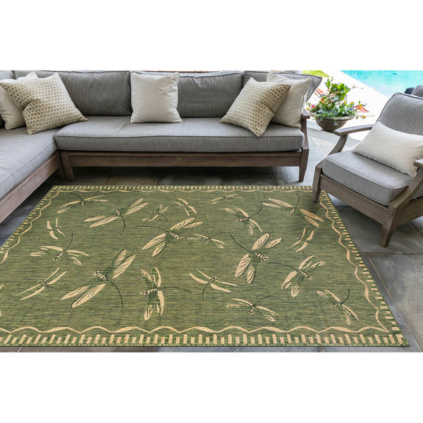 Trans Ocean Liora Manne Carmel Dragonfly Indoor/Outdoor Area Rug – Vibrant Nature Design For Stylish Spaces Green Polypropylene,Polyester Cre58844006