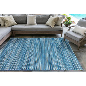 Trans Ocean Liora Manne Marina Stripes Area Rug - Stylish Indoor/Outdoor Geometric Design For Every Space Blue Polypropylene,Polyester Mna58805203