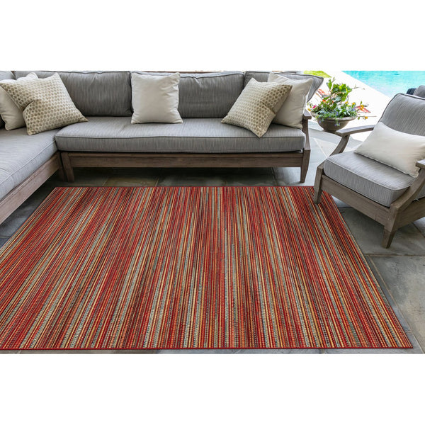 Trans Ocean Liora Manne Marina Stripes Area Rug - Stylish Indoor/Outdoor Geometric Design For Every Space Red Polypropylene,Polyester Mna45805217
