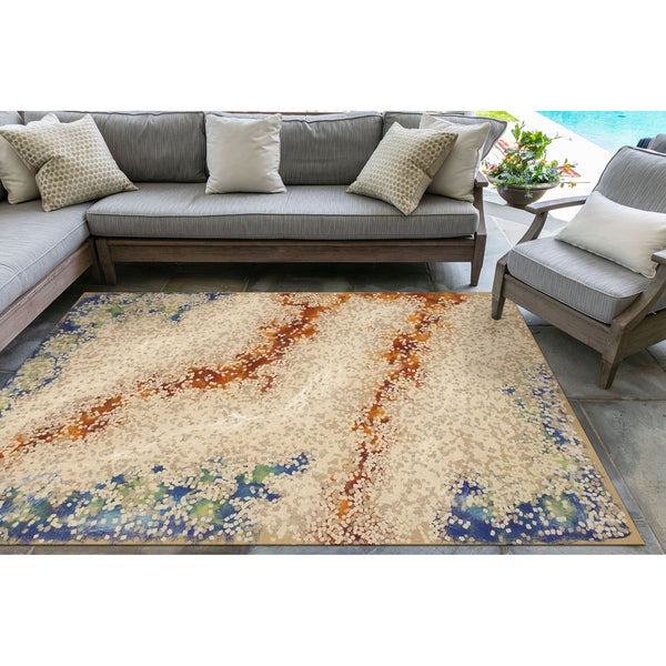 Trans Ocean Liora Manne Visions Iv Elements Area Rug - Durable, Contemporary 2' X 3' Indoor/Outdoor Accent Piece Natural Polyester Vgh23412612