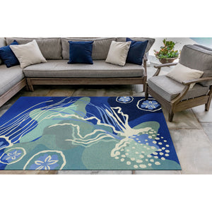 Trans Ocean Liora Manne Capri Jelly Fish Indoor/Outdoor Area Rug - Vibrant Coastal Design For Any Space Blue Polyester,Acrylic Cap46166504