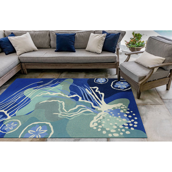 Trans Ocean Liora Manne Capri Jelly Fish Indoor/Outdoor Area Rug - Vibrant Coastal Design For Any Space Blue Polyester,Acrylic Cap46166504