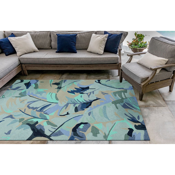 Trans Ocean Liora Manne Capri Palm Leaf Indoor/Outdoor Area Rug - Vibrant Botanical Design For Any Space Blue Polyester,Acrylic Cap23166803