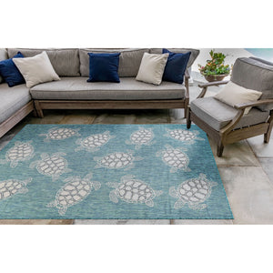 Trans Ocean Liora Manne Carmel Coastal Turtle Indoor/Outdoor Area Rug - Vibrant Beach Style For Any Space Blue Polypropylene,Polyester Cre45841304