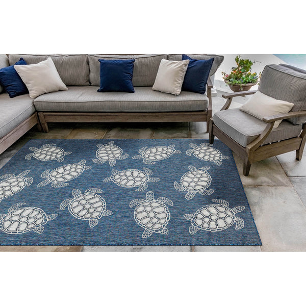 Trans Ocean Liora Manne Carmel Coastal Turtle Indoor/Outdoor Area Rug - Vibrant Beach Style For Any Space Navy Polypropylene,Polyester Cre45841333