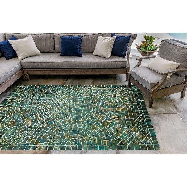 Trans Ocean Liora Manne Visions V Indoor/Outdoor Area Rug - Handcrafted Artistry With Durable Polyester Elegance Blue Polyester Vhi23325703
