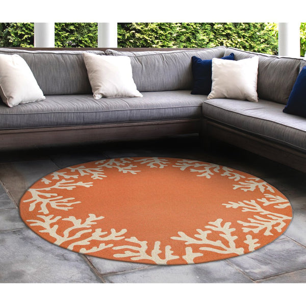 Trans Ocean Liora Manne Capri Coastal Indoor/Outdoor Area Rug - Vibrant Tropical Design For Any Space Orange Polyester,Acrylic Capd5162017