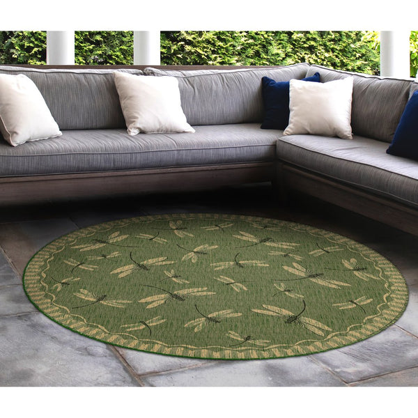 Trans Ocean Liora Manne Carmel Dragonfly Indoor/Outdoor Area Rug – Vibrant Nature Design For Stylish Spaces Green Polypropylene,Polyester Cred8844006