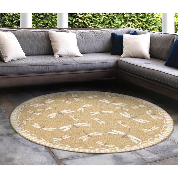 Trans Ocean Liora Manne Carmel Dragonfly Indoor/Outdoor Area Rug – Vibrant Nature Design For Stylish Spaces Beige Polypropylene,Polyester Cred8844022