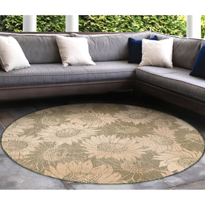Trans Ocean Liora Manne Carmel Sunflower Field Area Rug - Transitional Botanical Design For Indoor & Outdoor Spaces Green Polypropylene,Polyester Cred8848306