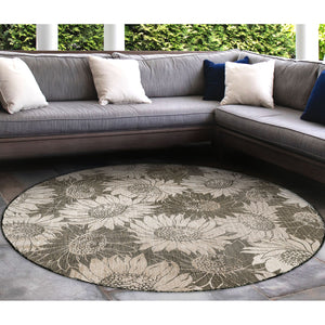 Trans Ocean Liora Manne Carmel Sunflower Field Area Rug - Transitional Botanical Design For Indoor & Outdoor Spaces Black Polypropylene,Polyester Cred8848348