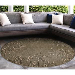 Trans Ocean Liora Manne Carmel Botanical Leaf Indoor/Outdoor Area Rug With Elegant Bamboo Border Design Green Polypropylene,Polyester Cred8848806