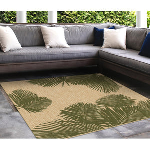Trans Ocean Liora Manne Carmel Palm Indoor/Outdoor Area Rug – Tropical Botanical Leaf Design For Any Space Green Polypropylene,Polyester Cres8843906