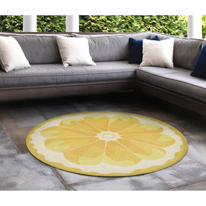 Trans Ocean Liora Manne Frontporch Lemon Slice Indoor/Outdoor Mat – Whimsical, Durable Rug For Any Space Yellow Polyester,Acrylic Ftpd3155609