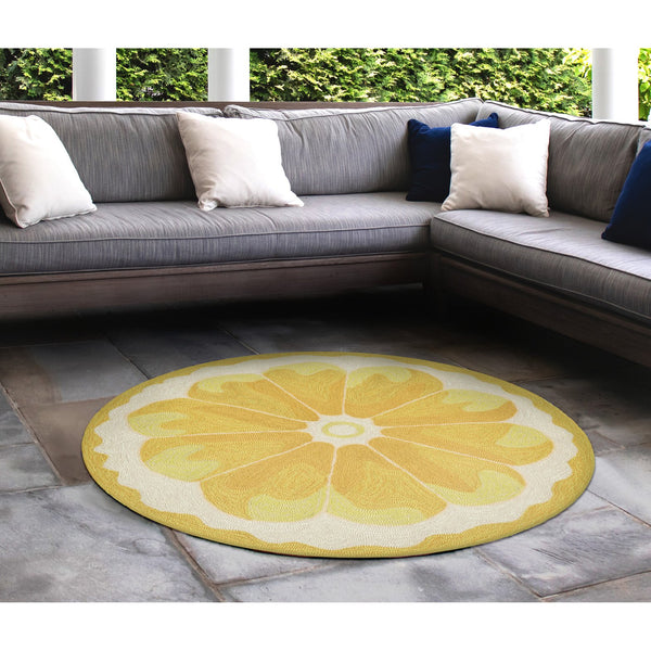 Trans Ocean Liora Manne Frontporch Lemon Slice Indoor/Outdoor Mat – Whimsical, Durable Rug For Any Space Yellow Polyester,Acrylic Ftpd3155609