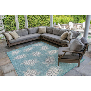 Trans Ocean Liora Manne Carmel Coastal Turtle Indoor/Outdoor Area Rug - Vibrant Beach Style For Any Space Blue Polypropylene,Polyester Cre69841304