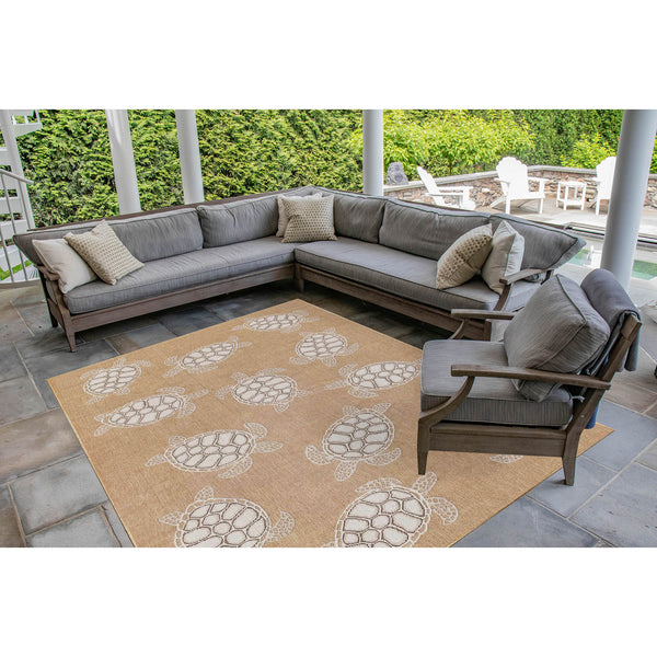 Trans Ocean Liora Manne Carmel Coastal Turtle Indoor/Outdoor Area Rug - Vibrant Beach Style For Any Space Natural Polypropylene,Polyester Cre69841312