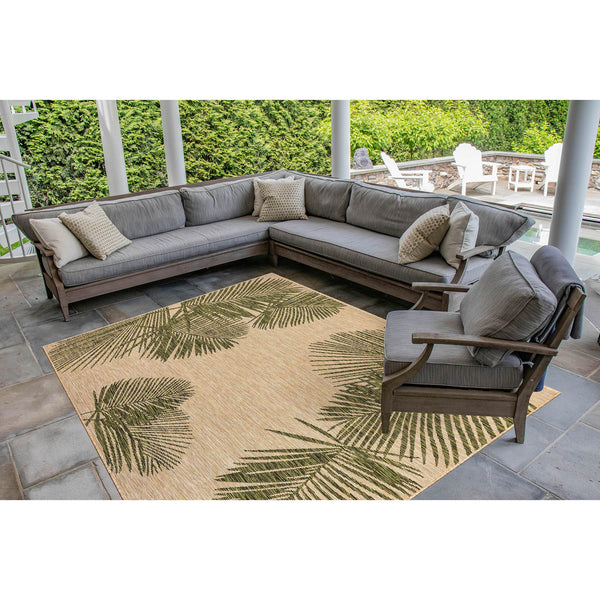 Trans Ocean Liora Manne Carmel Palm Indoor/Outdoor Area Rug – Tropical Botanical Leaf Design For Any Space Green Polypropylene,Polyester Cre69843906