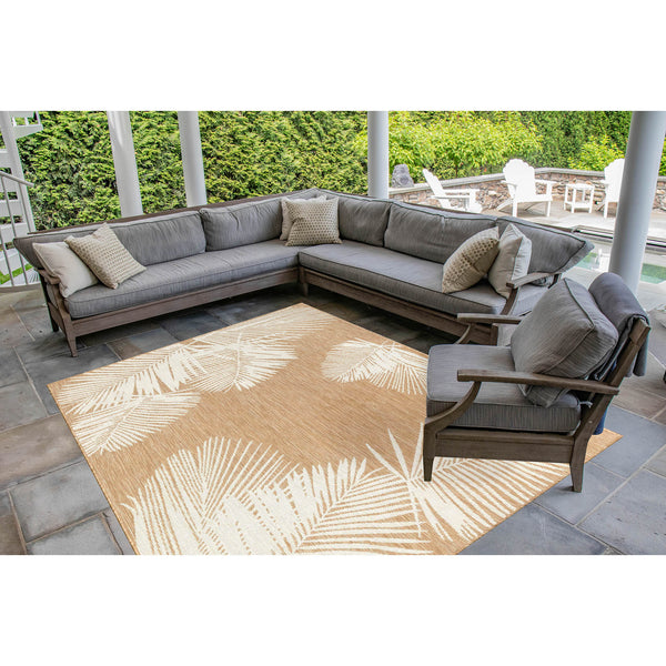 Trans Ocean Liora Manne Carmel Palm Indoor/Outdoor Area Rug – Tropical Botanical Leaf Design For Any Space Beige Polypropylene,Polyester Cre69843912