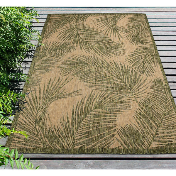 Trans Ocean Liora Manne Carmel Fronds Botanical Indoor/Outdoor Area Rug - Elegant Transitional Design For Any Space Green Polypropylene,Polyester Cre69847406