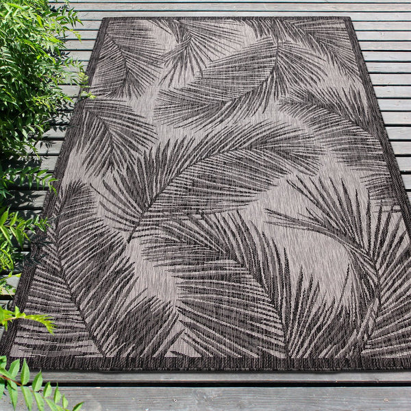 Trans Ocean Liora Manne Carmel Fronds Botanical Indoor/Outdoor Area Rug - Elegant Transitional Design For Any Space Black Polypropylene,Polyester Cre45847448