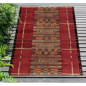 Trans Ocean Liora Manne Marina Tribal Stripe Indoor/Outdoor Pillow - Vibrant Geometric Accent For Any Space Red Polypropylene,Polyester Mna69805724