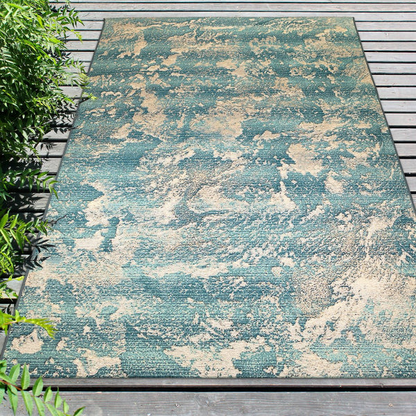 Trans Ocean Liora Manne Marina Stormy Indoor/Outdoor Area Rug - Coastal Graphic Design For Modern Spaces Blue Polypropylene,Polyester Mna45810003