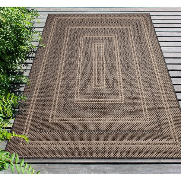 Trans Ocean Liora Manne Monaco Multi Border Area Rug - Stylish Indoor/Outdoor Design For Elegant Spaces Black Polypropylene Moc69628048