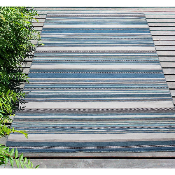 Trans Ocean Liora Manne Sonoma Malibu Stripe Indoor/Outdoor Area Rug - Stylish Hand Woven Geometric Accent Blue Polyester,Acrylic Sno57625804