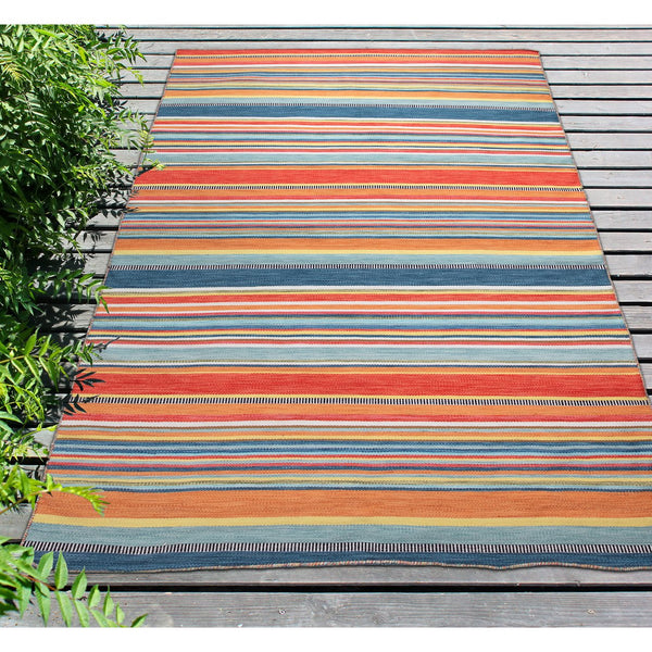 Trans Ocean Liora Manne Sonoma Malibu Stripe Indoor/Outdoor Area Rug - Stylish Hand Woven Geometric Accent Orange Polyester,Acrylic Sno46625814