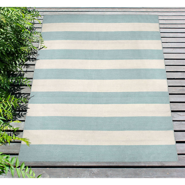 Trans Ocean Liora Manne Sorrento Rugby Stripe Indoor/Outdoor Area Rug – Hand Woven Geometric Accent For Style Blue Polyester,Acrylic Srn57630293