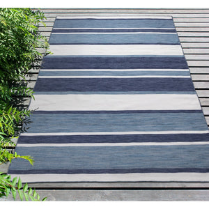 Trans Ocean Liora Manne Sorrento Boat Stripe Indoor/Outdoor Area Rug - Hand Woven, Fade Resistant & Versatile Navy Polyester,Acrylic Srn57631733