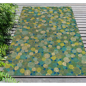 Trans Ocean Liora Manne Visions Iii Giant Swirls Indoor/Outdoor Area Rug - Durable, Artful Accent For Any Space Green Polyester Veb46310203