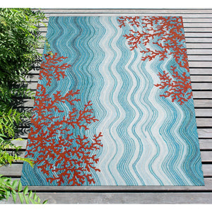 Trans Ocean Liora Manne Visions Iv Coral Reef 2' X 3' Indoor/Outdoor Area Rug - Stylish, Durable, Easy Care! Blue Polyester Vgh23325503