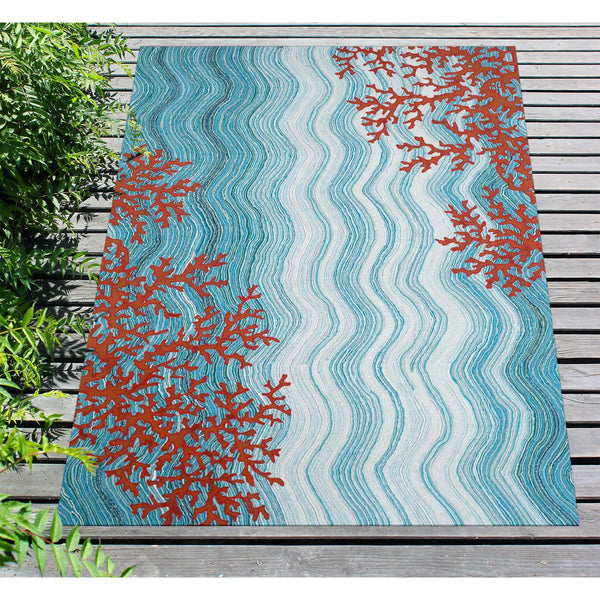 Trans Ocean Liora Manne Visions Iv Coral Reef 2' X 3' Indoor/Outdoor Area Rug - Stylish, Durable, Easy Care! Blue Polyester Vgh23325503